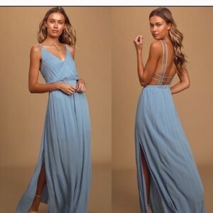 Lulu's Slate Blue Maxi Dress